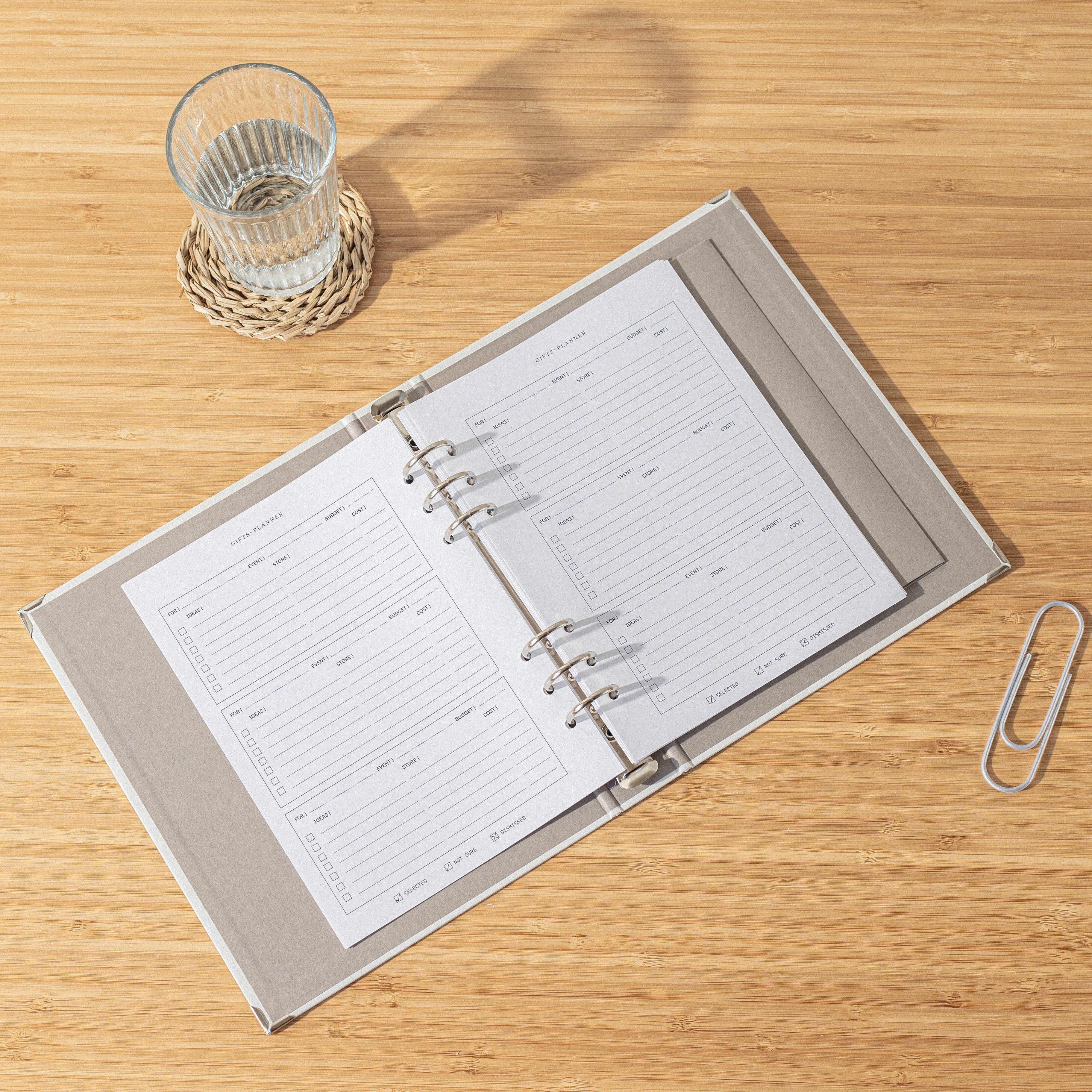 Planificador de Regalos · Recambio agenda anillas