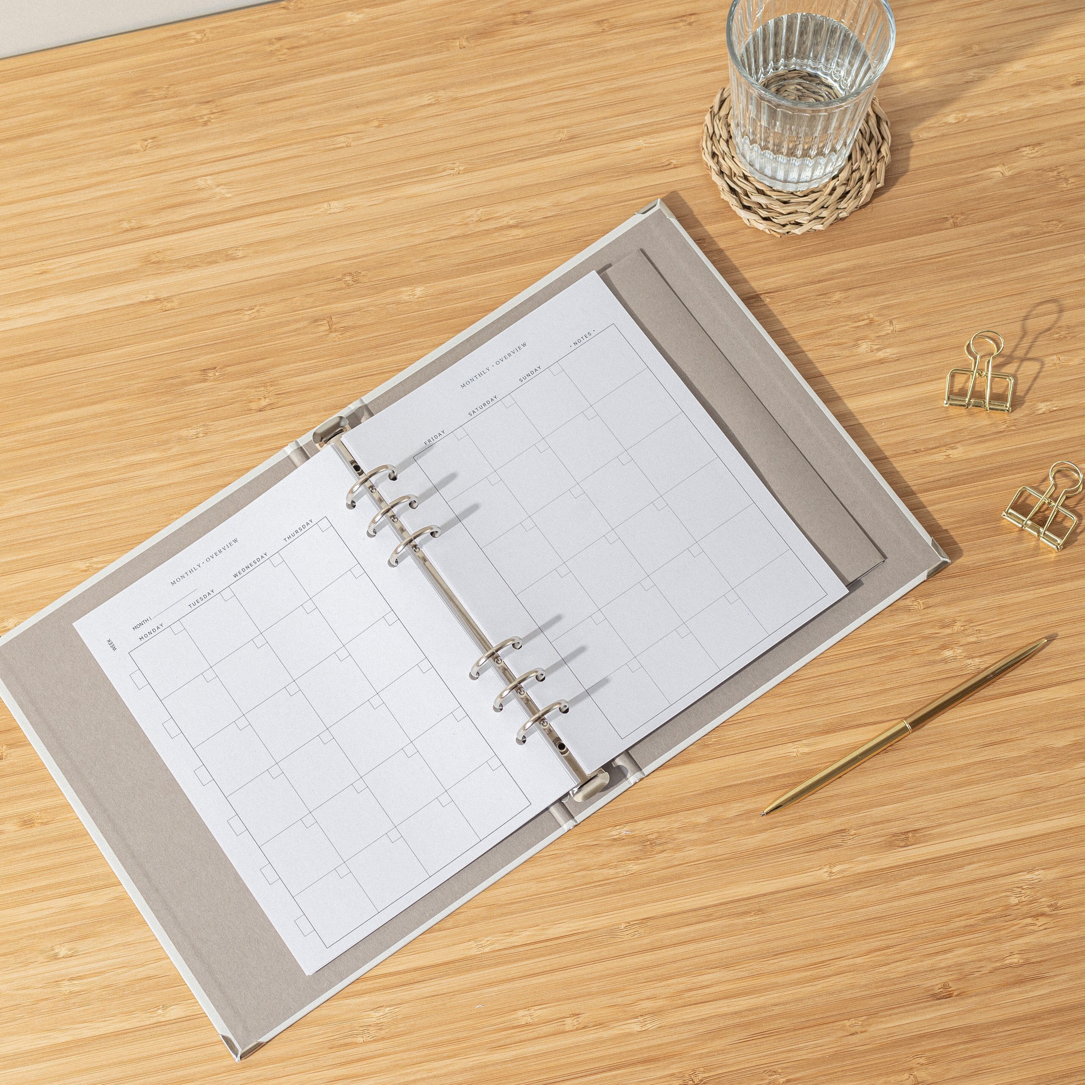 Planificador Mensual (Calendario sin fechas) · Recambio agenda anillas