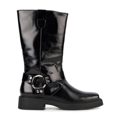 Talia-Black Shiny Leather