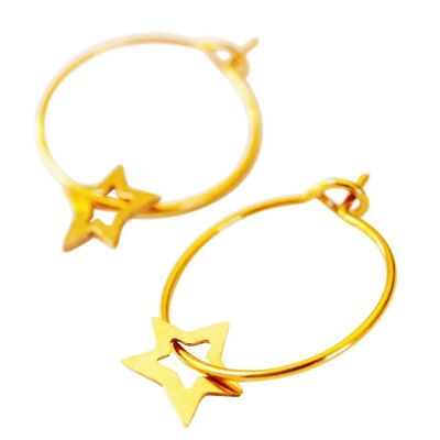 Criollas Estrella finas bañadas en oro - fabricadas en Francia