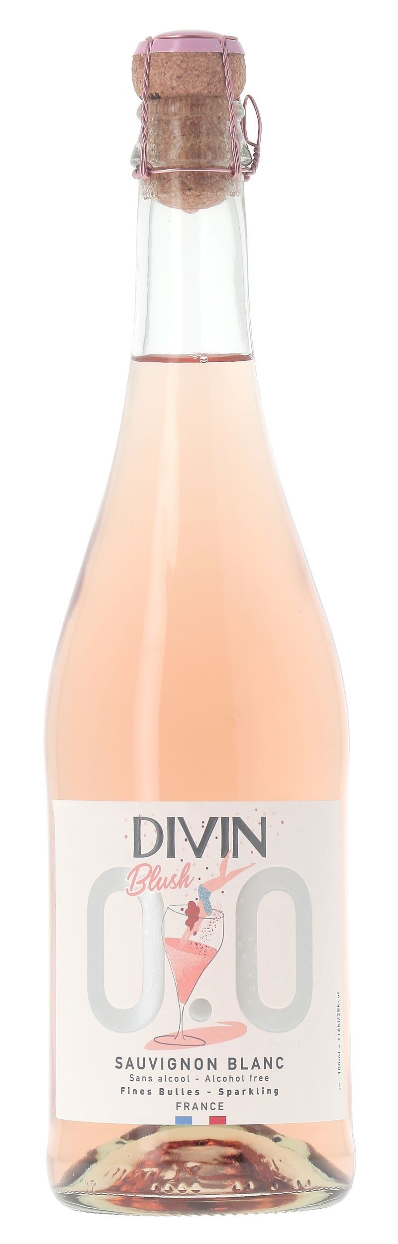 DIVIN Origine Sauvignon Blanc Effervescent Blush 0.0% - Vins sans alcool