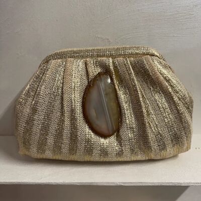 Borsa con occhielli in oro marrone