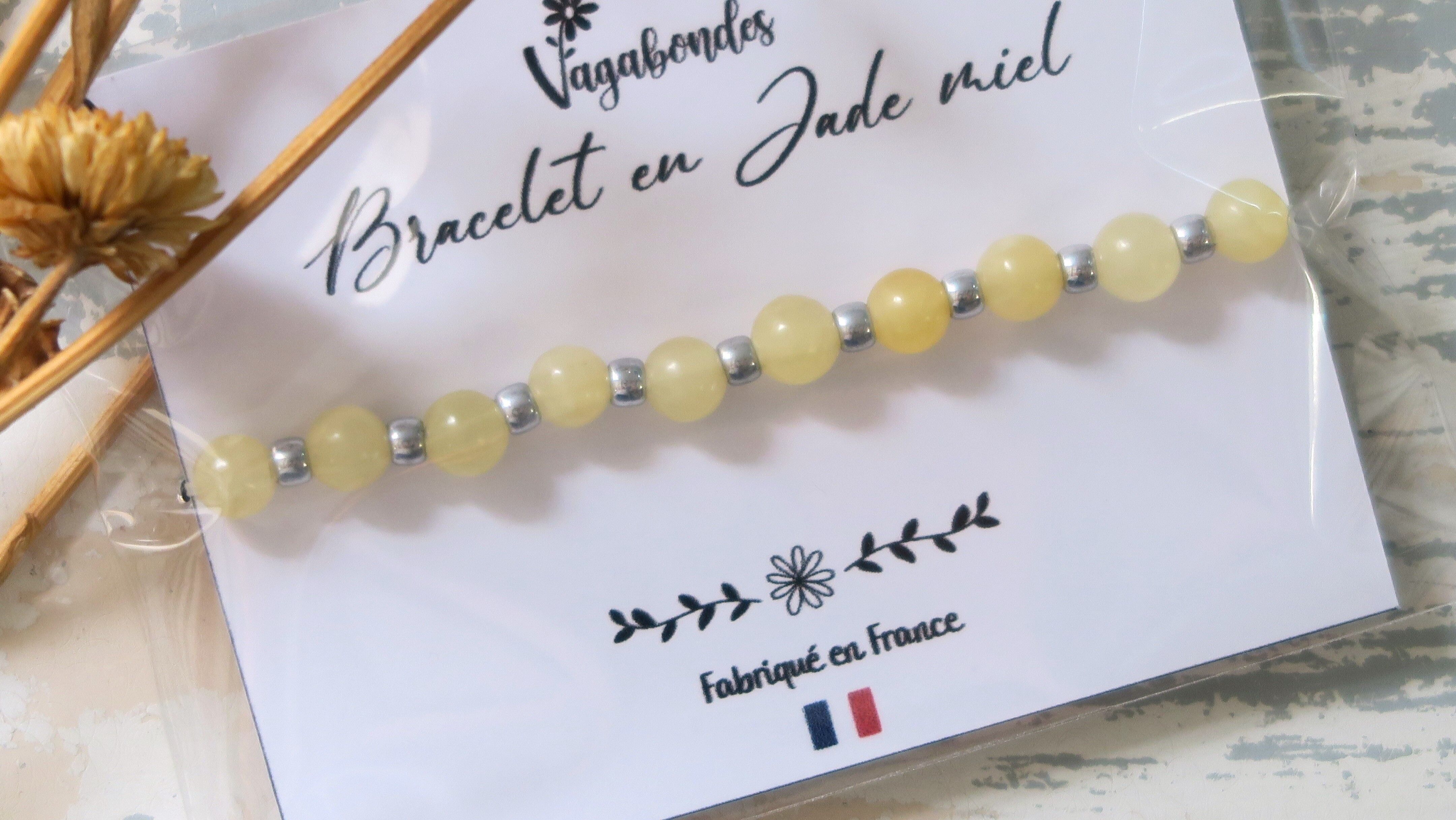 Bracciale in pietra fine - Giada miele