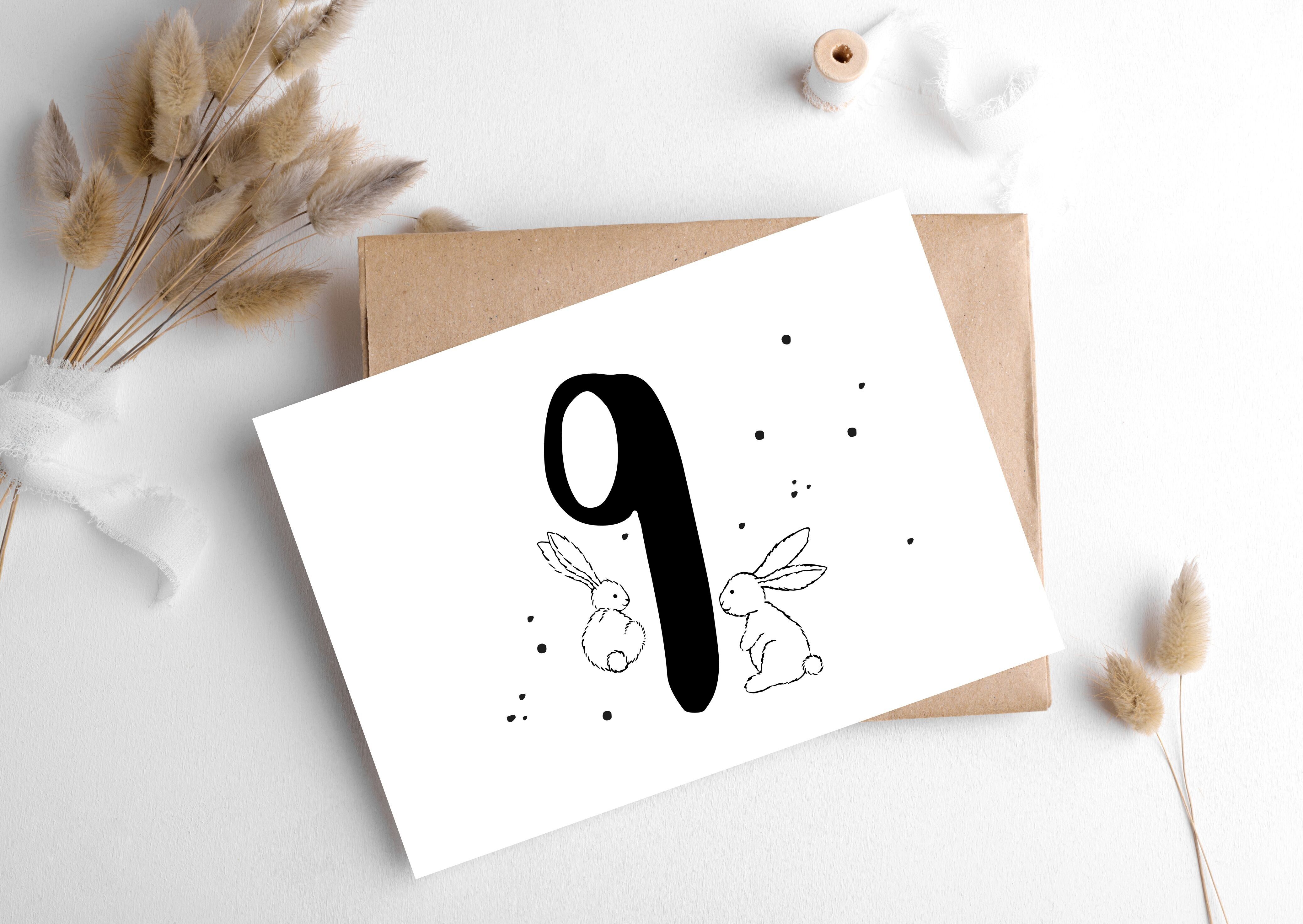 SCHEDA NUMERO DI COMPLEANNO CONIGLIETTO