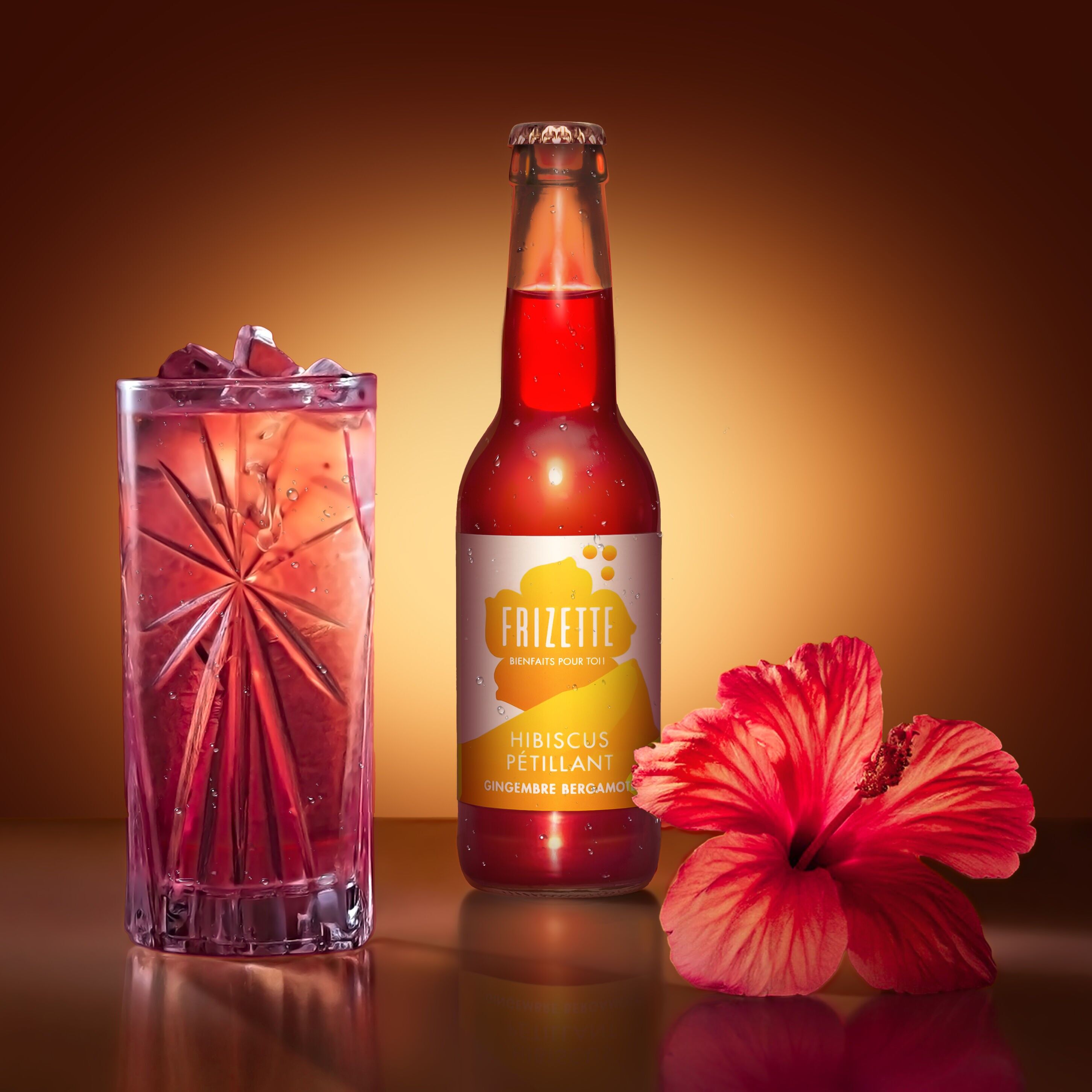 Sparkling Hibiscus - Ginger Bergamot 33cl - Alcohol-free - Low in sugar - Organic