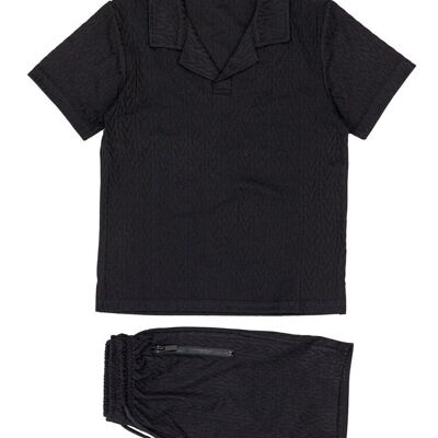 Ensemble top short enfant - tissu motif - noir