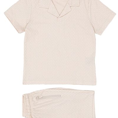Ensemble top short enfant - tissu motif - beige clair