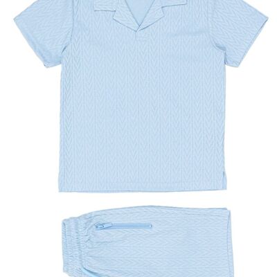Ensemble top short enfant - tissu motif - bleu