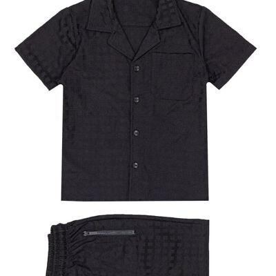 Ensemble chemise short enfant - tissu motif - noir