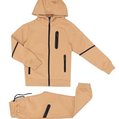 Ensemble jogging veste zip capuche sport enfant - noir