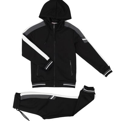 Ensemble jogging veste zip capuche sport enfant - noir