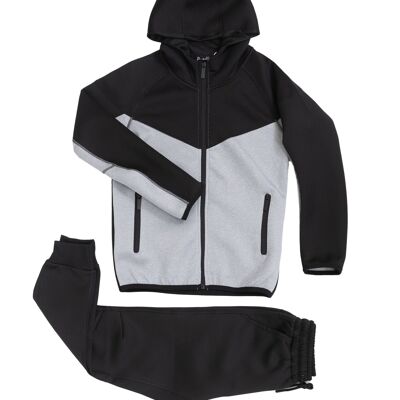Ensemble jogging veste zip capuche sport enfant - noir
