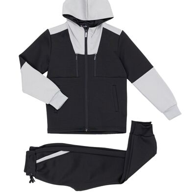 Ensemble jogging veste zip capuche sport enfant - noir