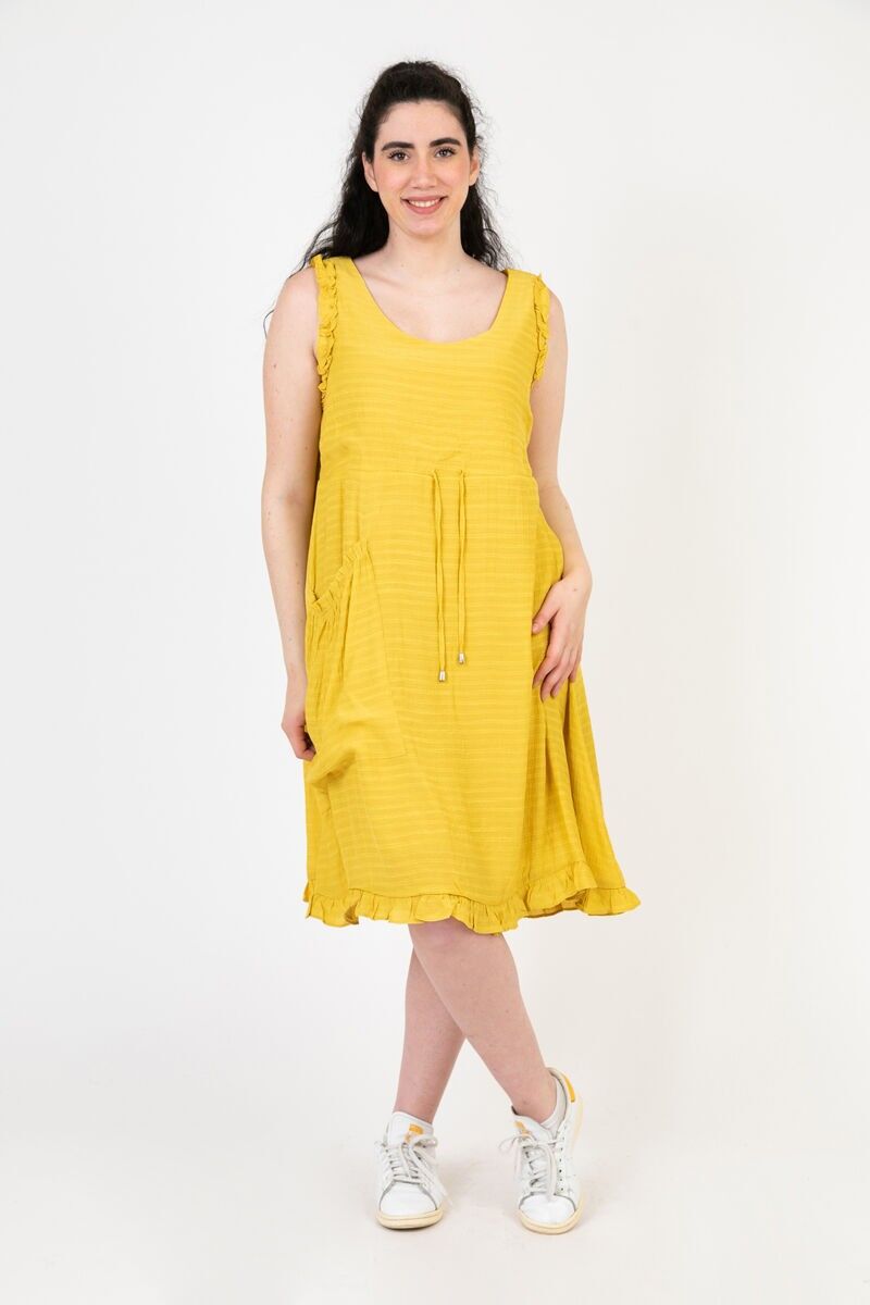 Robe grande taille gaufrée jaune (C6556)