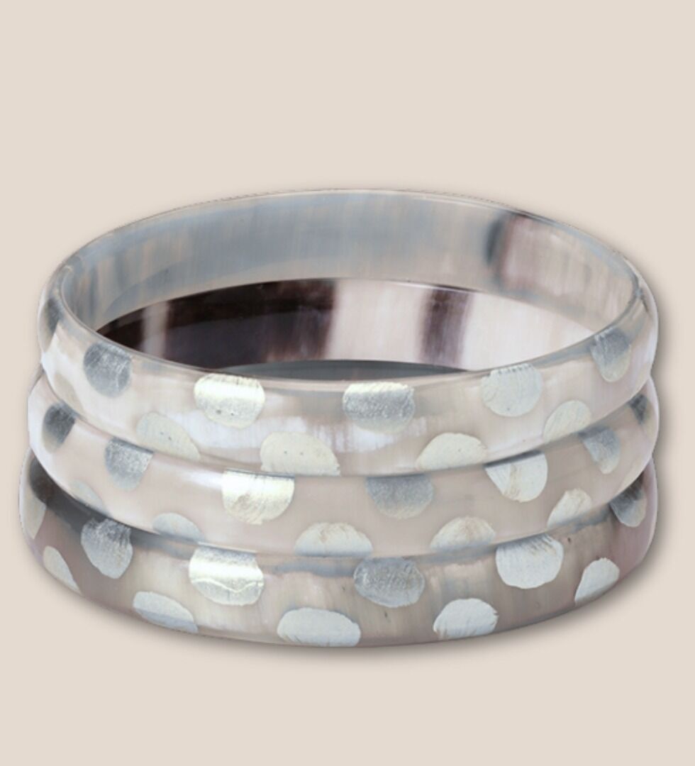 10 mm Armband aus recyceltem Horn LEO Silber 03