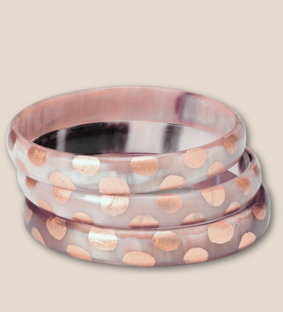 10 mm Armband aus recyceltem Horn LEO Champagner 02