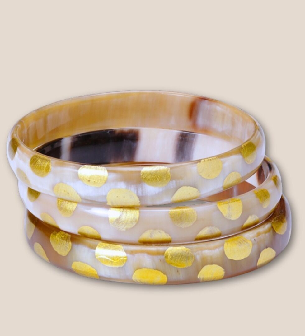 10 mm Armband aus recyceltem Horn LEO Gold 01