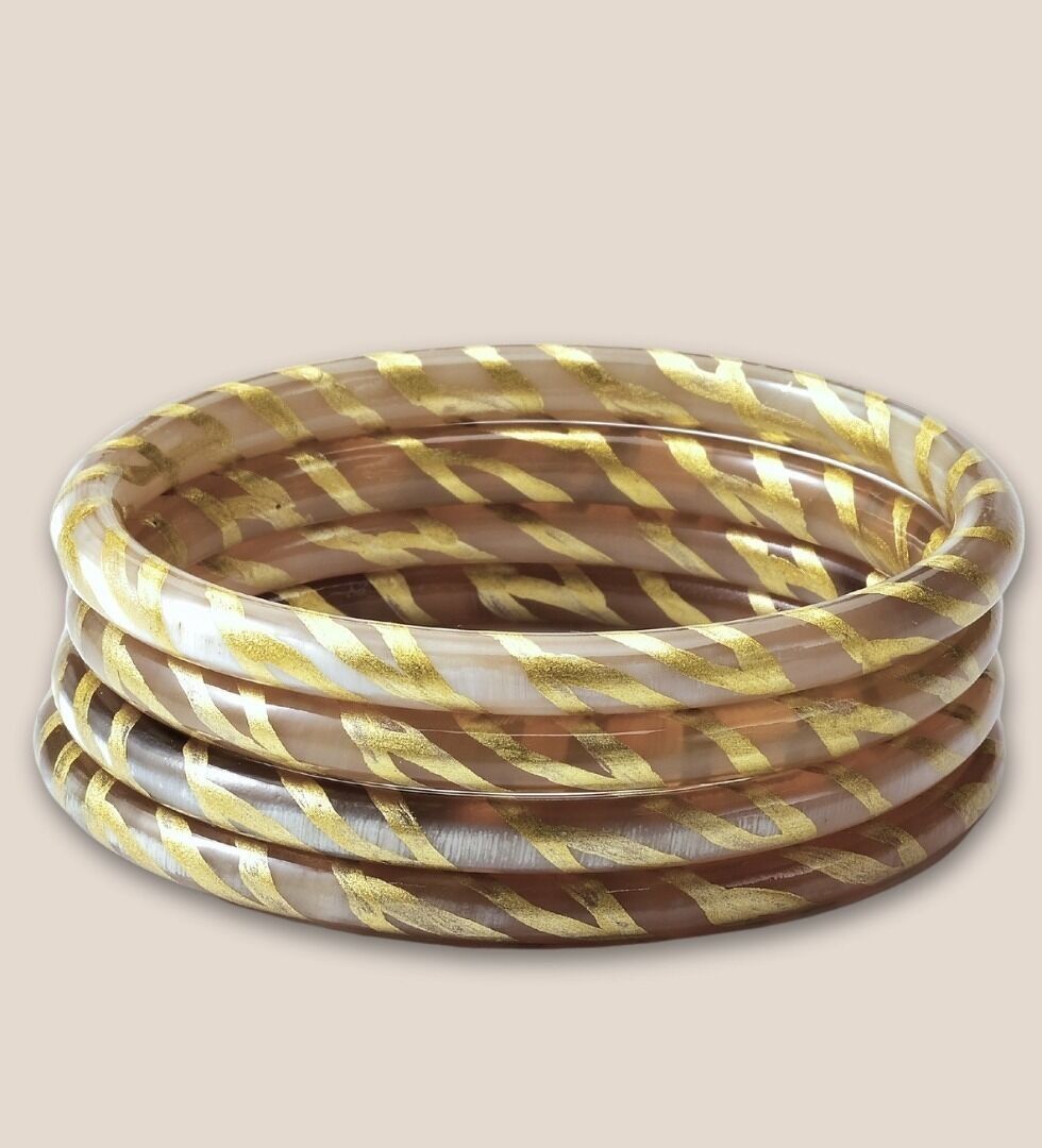 Bracciale in corno 6mm zebra oro 01