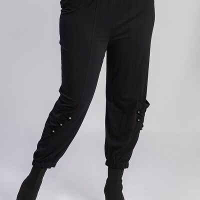 Pantalones holgados negros de talla grande (B183)