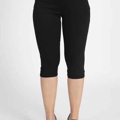 Pantalones capri negros ultraelásticos de talla grande (B232)