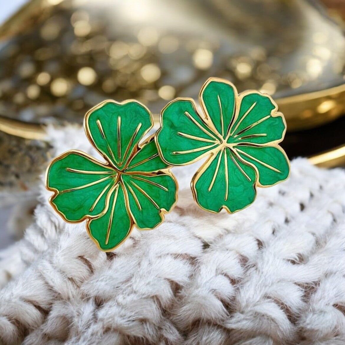 Boucles d'oreilles "CALYPSO" en acier inoxydable doré émaillé