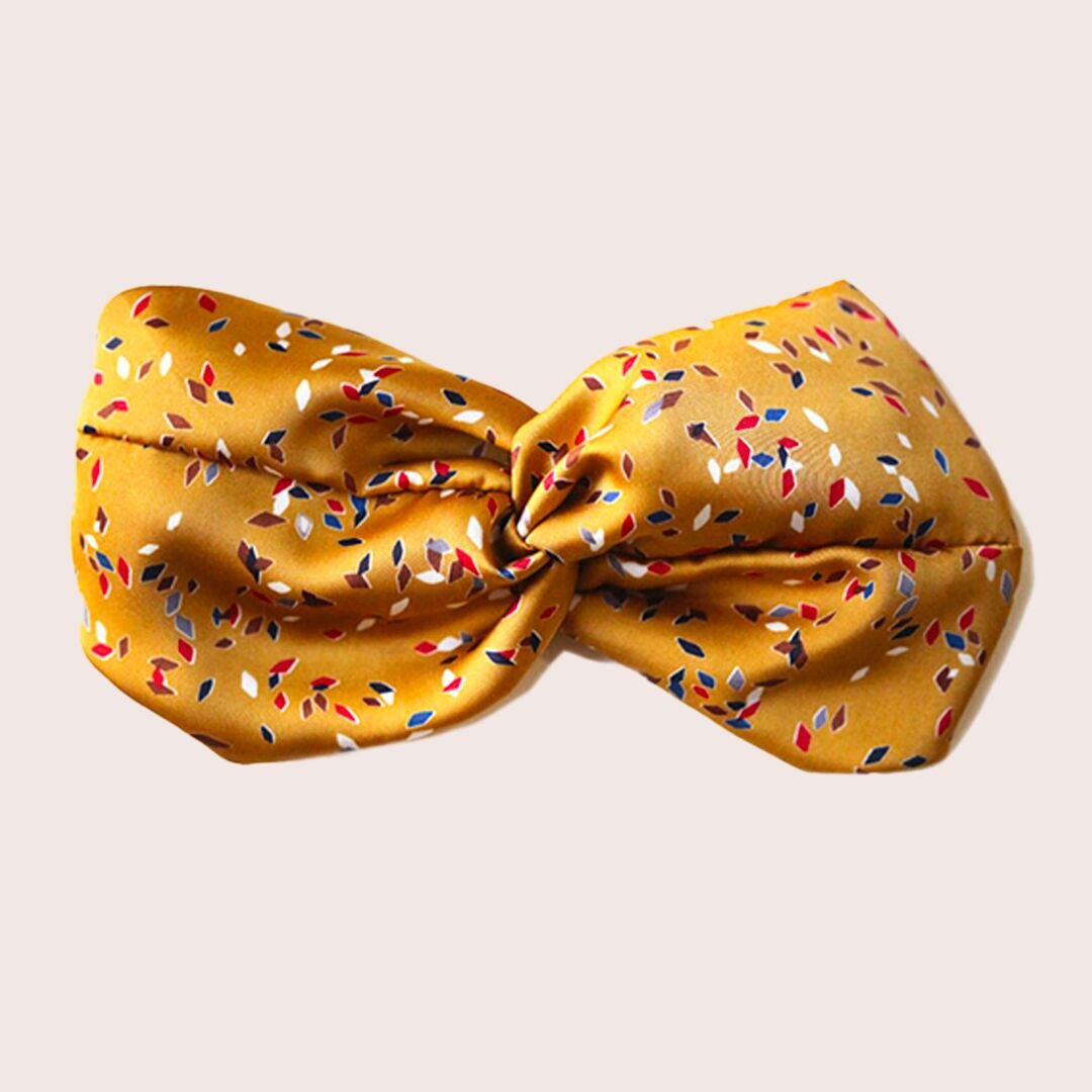 Fascia KRISTINA / in raso di poliestere stampato ocra con motivi geometrici