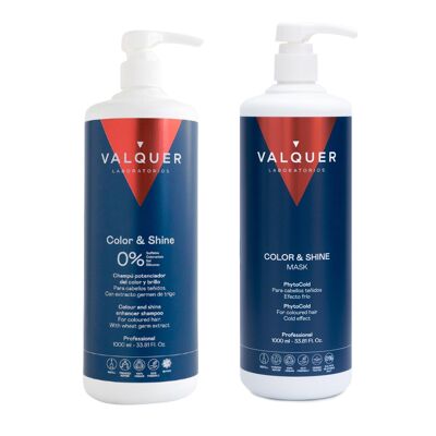 Pack Potenciador Color y Brillo para Cabellos Teñidos - Champú y Mascarilla - 1000 ml + 975 ml