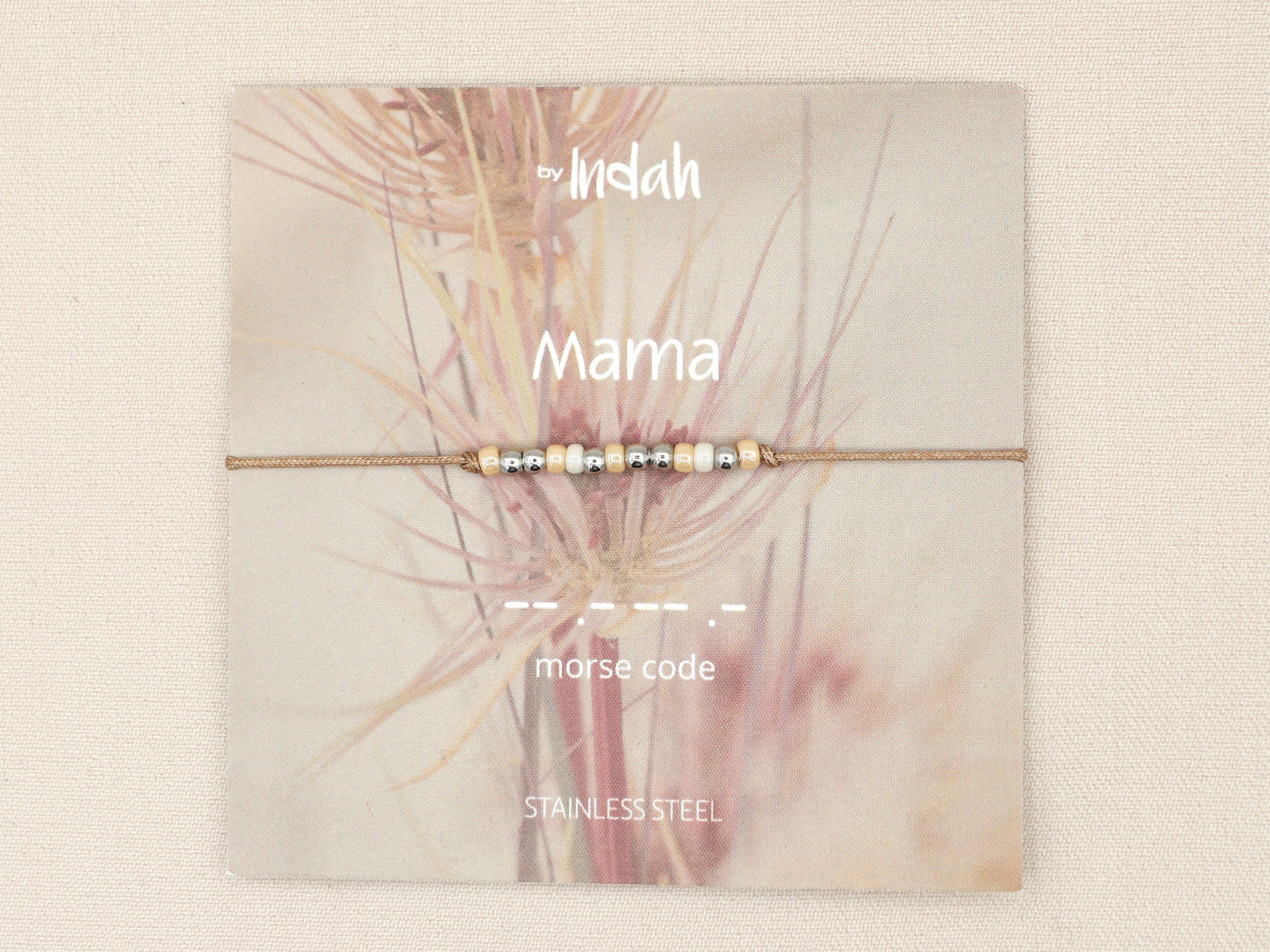 Bracciale codice Morse mamma, acciaio inossidabile (argento o oro)