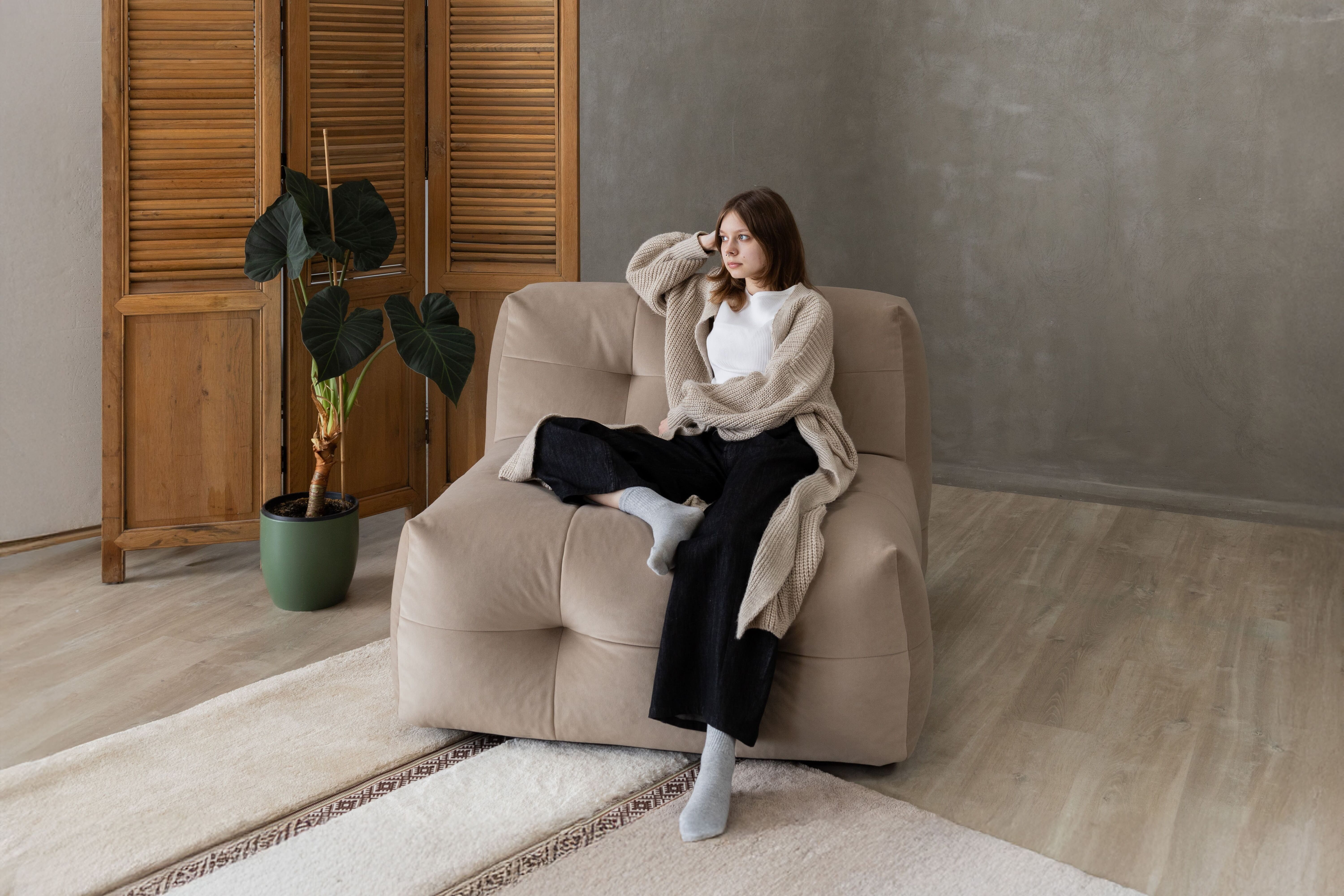 Not-A-Sofa Lounge Chair, chocolate velour