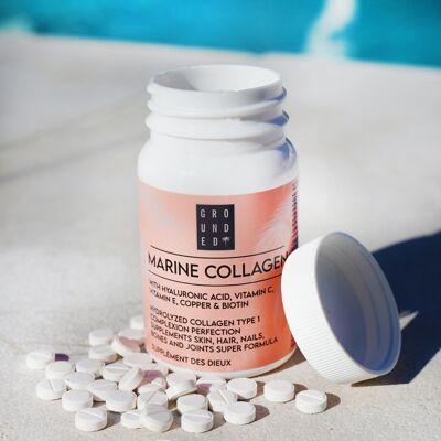 Compresse di collagene marino, acido ialuronico, biotina, vitamina C e rame