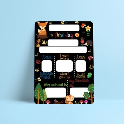Reusable First Day of School Dry Erase Board - Woodland Theme