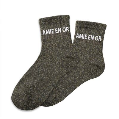 Chaussettes à paillettes AMIE EN OR cadeau femme fille anniversaire noël saint valentin