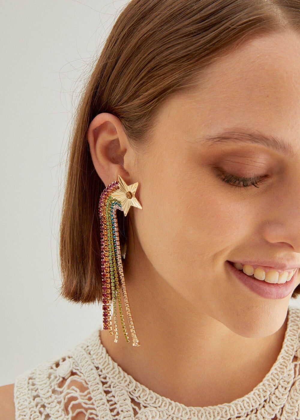 CASCADE-OHRRINGE MIT MEHRFARBIGEM STERN