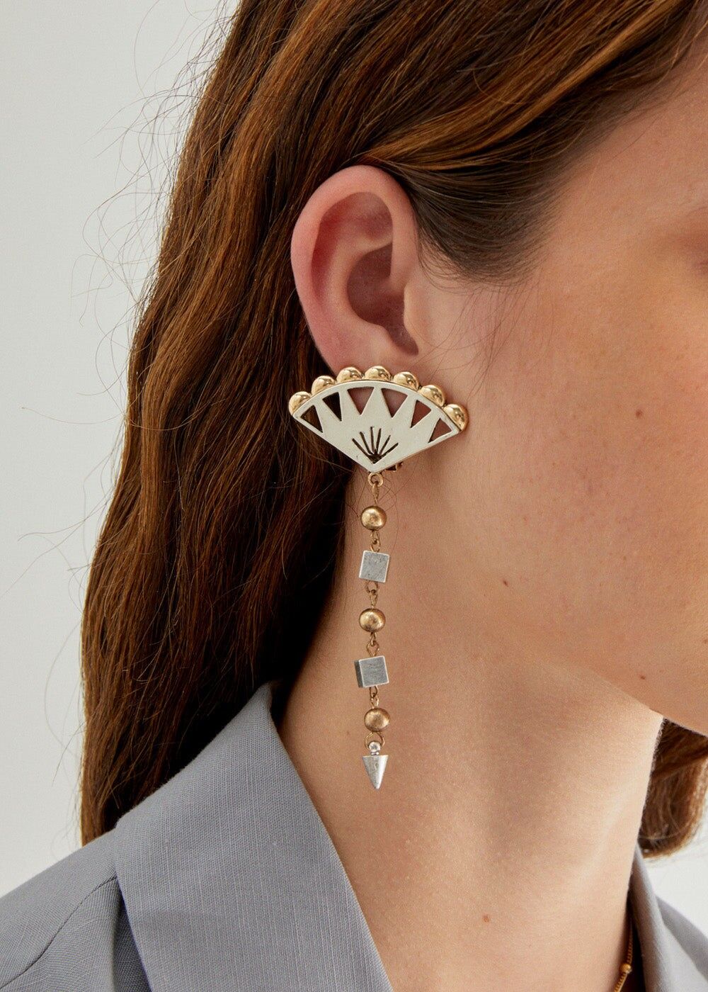 FÄCHER-ANHÄNGER-OHRRINGE IN SILBER+GOLD