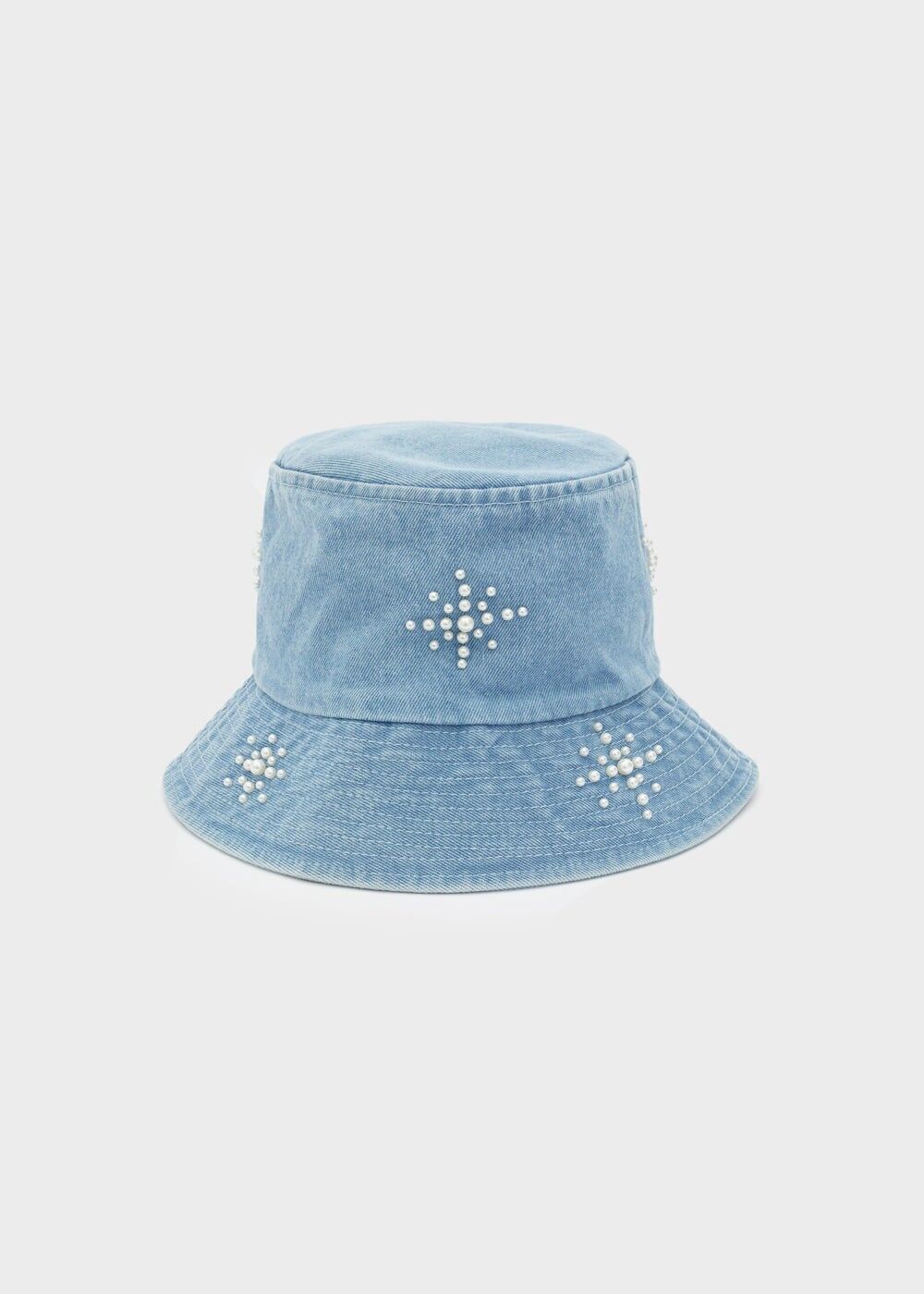 DENIM-SCHNALLENHUT MIT PERLEN