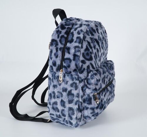 [ bb12-1 ]  faux fur blue backpack