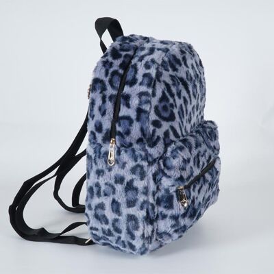 [ bb12-1 ]  faux fur blue backpack