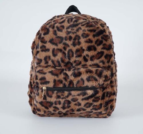 [ bb12-3 ]  faux fur brown backpack