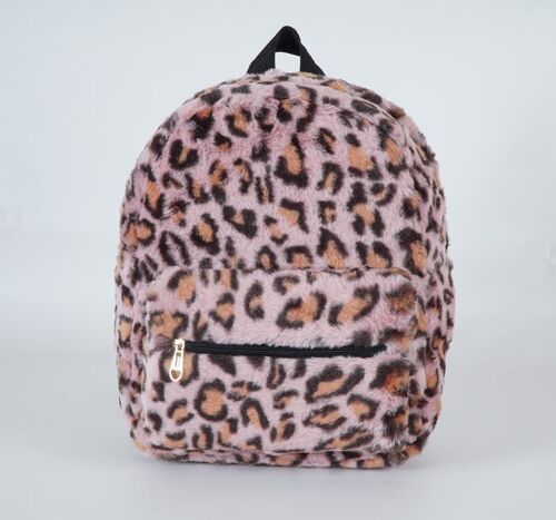 [ bb12-4 ]  faux fur pink backpack