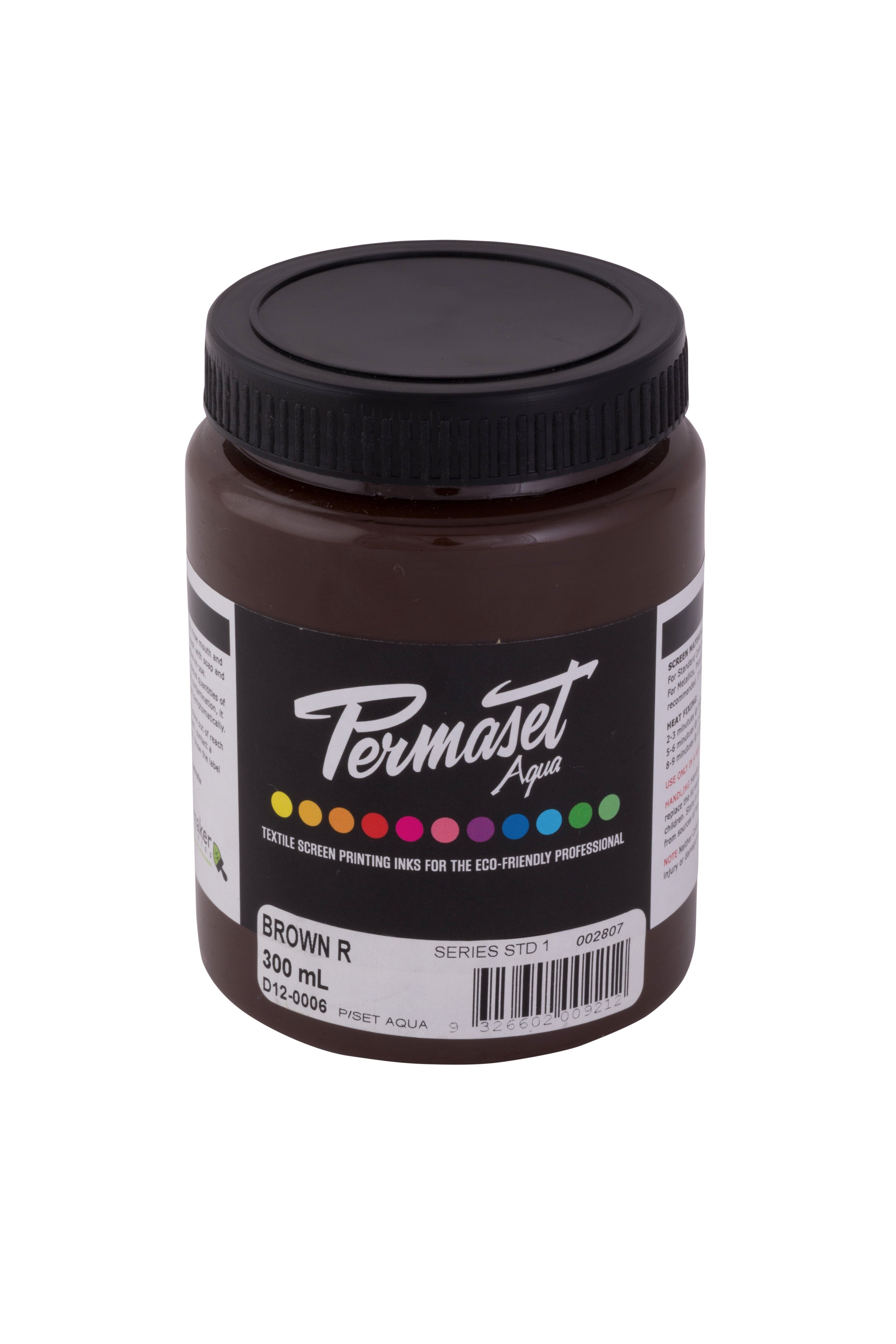 Permaset Aqua Standard 300ml Brown - Screen Printing Ink for Fabric - Ideal Screen Printing Kit for Home Office, Starter Kit, Fabric Paint, Screen Printer and other Fabric Ink