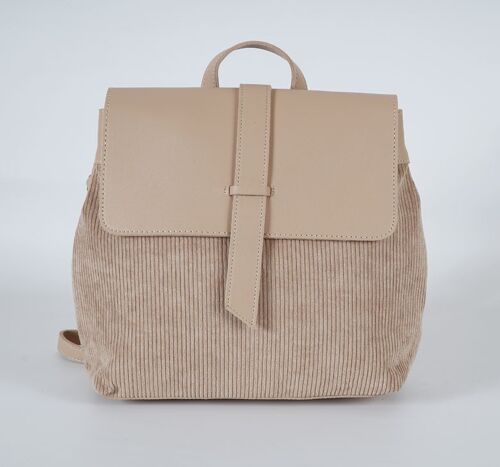 [ 18331-1 ] Corduroy Beige Lady Backpack/shoulder bag