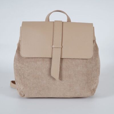 [ 18331-1 ] Corduroy Beige Lady Backpack/shoulder bag