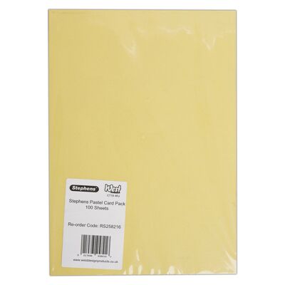 Papier cartonné pastel Stephens A4 210 g/m², 100 feuilles, idéal pour l'impression, la photocopie, la fabrication de cartes, le découpage et le scrapbooking. Support en carton idéal pour vos projets créatifs. Article de papeterie indispensable.