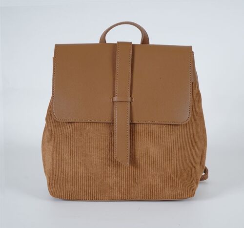 [ 18331-2 ] Corduroy Brown Lady Backpack/shoulder bag