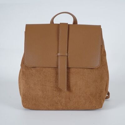 [ 18331-2 ] Sac à dos/sac à bandoulière pour femme en velours côtelé marron