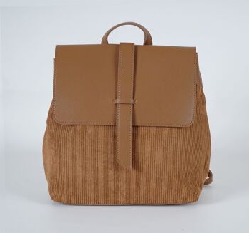 [ 18331-2 ] Sac à dos/sac à bandoulière pour femme en velours côtelé marron 1