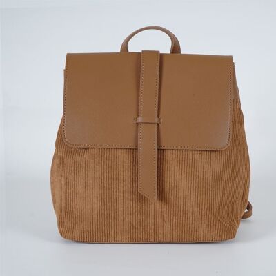 [ 18331-2 ] Corduroy Brown Lady Backpack/shoulder bag