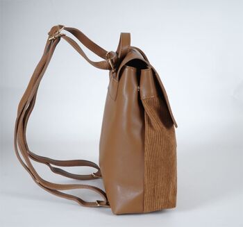 [ 18331-2 ] Sac à dos/sac à bandoulière pour femme en velours côtelé marron 2