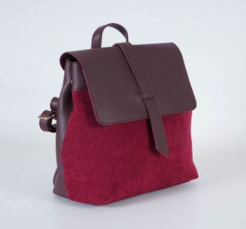 [ 18331-3 ] Corduroy Burgundy Lady Backpack/shoulder bag