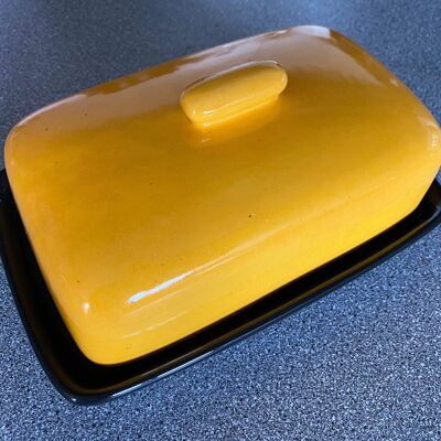 Butter Dish Yellow Lid with Jet Black Dish